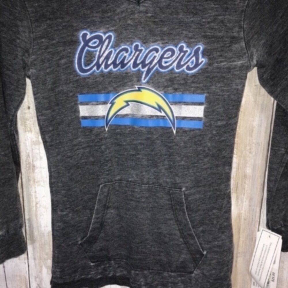 NWT Girls LA Chargers Hooded Tee Small Kids Long Sleeve Hoodie Shirt NFL - Picture 2 of 5